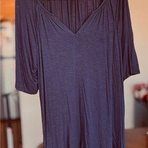 Lane Bryant Navy V-Neck Short Sleeve Top